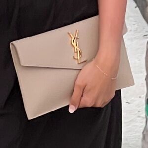 YSL beige clutch